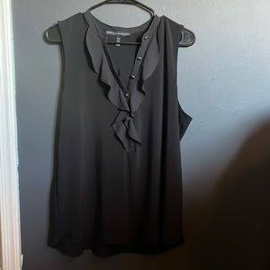 Sleeveless Blouse with Front Ruffle